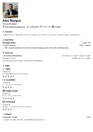 Oxford Clean Предварительный просмотр шаблона резюме